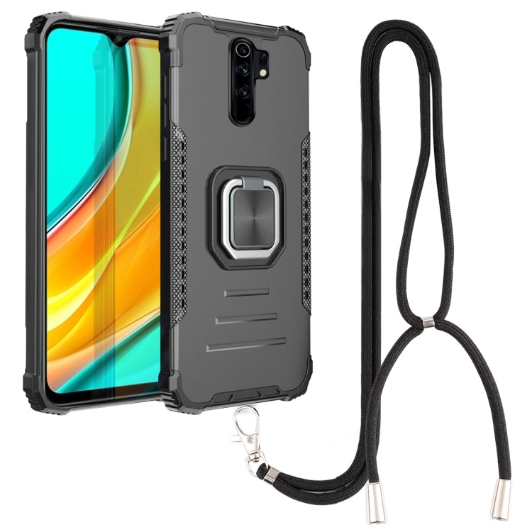 For Xiaomi Redmi 9 / Redmi 10X Aluminum Alloy + TPU Phone Case with Lanyard