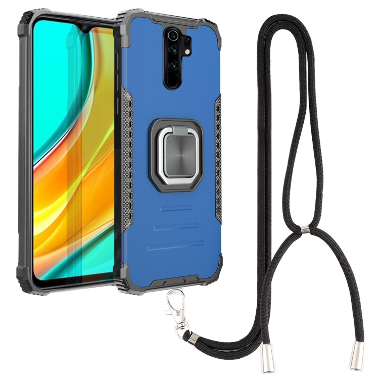 For Xiaomi Redmi 9 / Redmi 10X Aluminum Alloy + TPU Phone Case with Lanyard