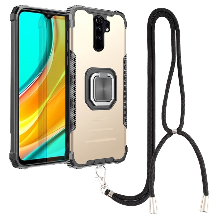 For Xiaomi Redmi 9 / Redmi 10X Aluminum Alloy + TPU Phone Case with Lanyard
