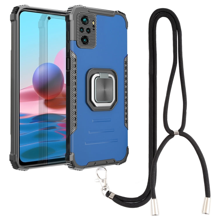 For Xiaomi Redmi Note 10 4G / Note 10S Aluminum Alloy + TPU Phone Case with Lanyard