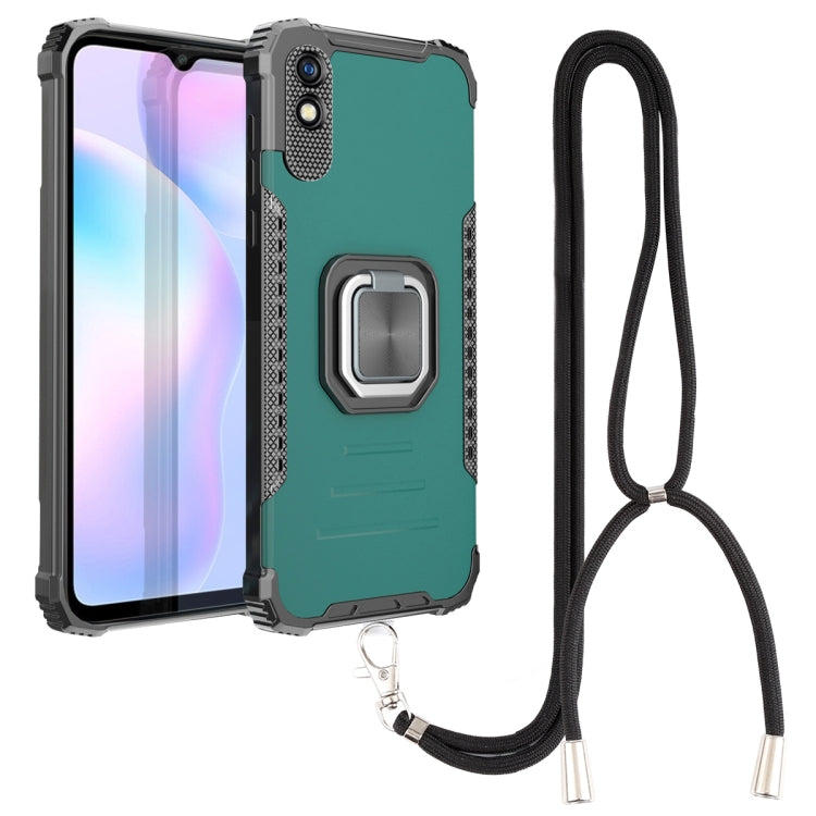 For Xiaomi Redmi 9A Aluminum Alloy + TPU Phone Case with Lanyard