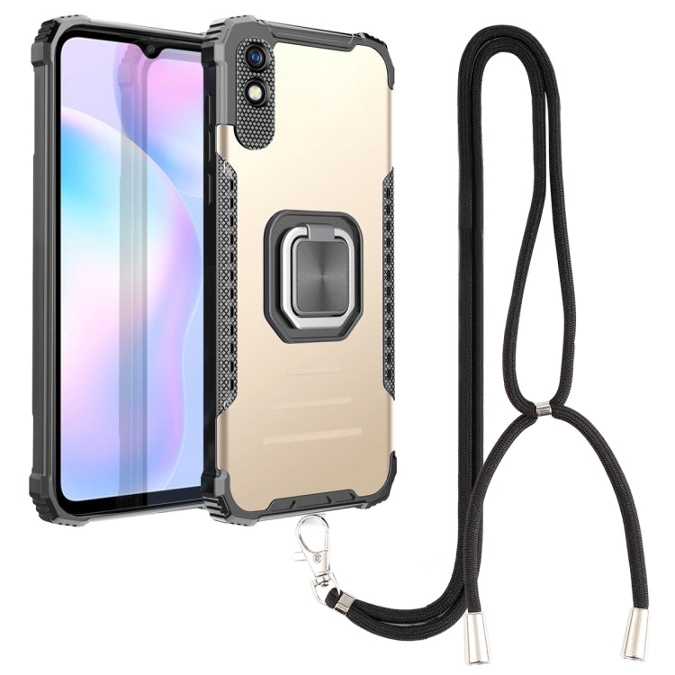 For Xiaomi Redmi 9A Aluminum Alloy + TPU Phone Case with Lanyard