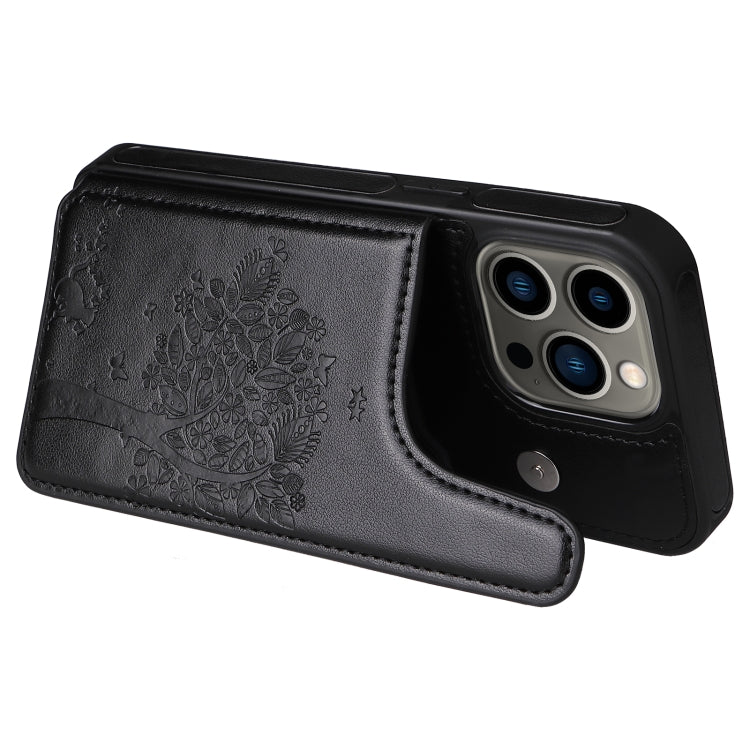 For iPhone 13 Pro Cat Tree Embossing Pattern Shockproof Phone Case