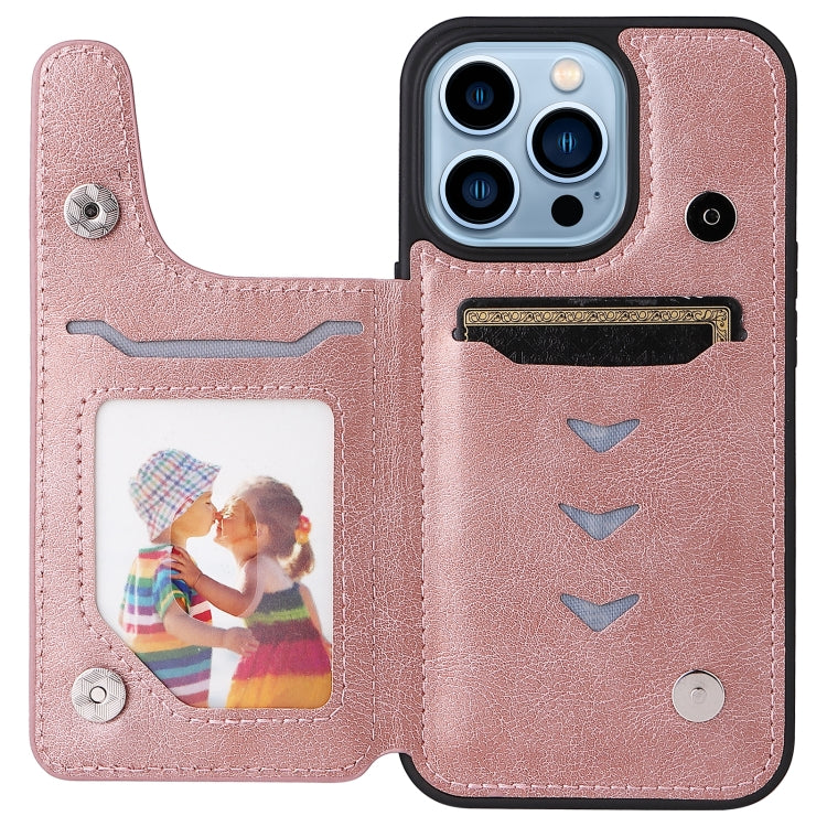 For iPhone 13 Pro Solid Color Double Buckle Zipper Shockproof Phone Case