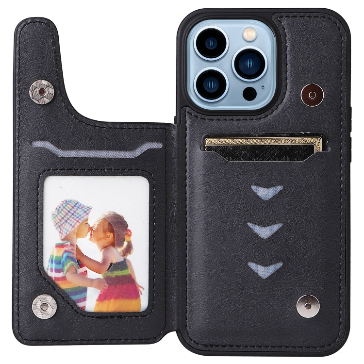 For iPhone 13 Pro Solid Color Double Buckle Zipper Shockproof Phone Case