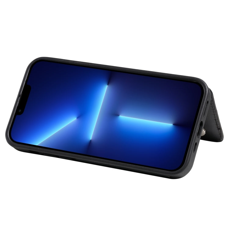 For iPhone 13 Pro Solid Color Double Buckle Zipper Shockproof Phone Case