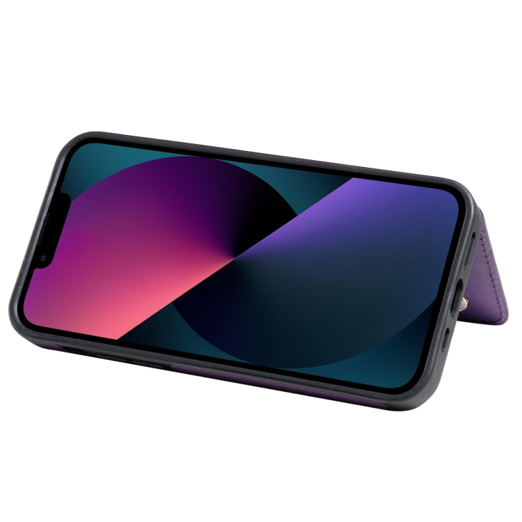 For iPhone 13 Solid Color Double Buckle Zipper Shockproof Phone Case