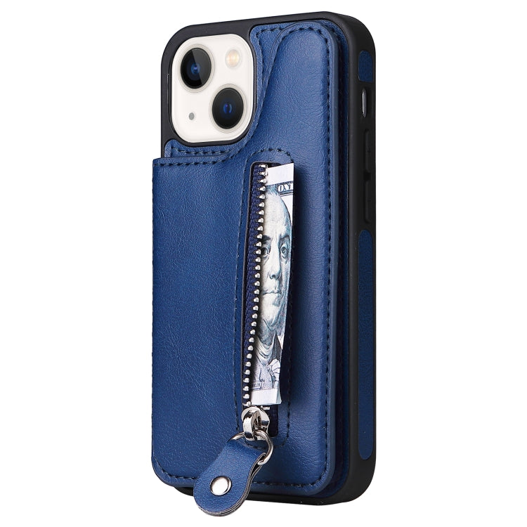 For iPhone 13 mini Solid Color Double Buckle Zipper Shockproof Phone Case