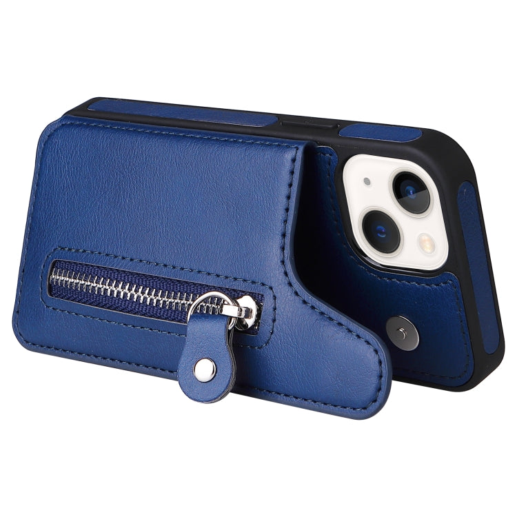For iPhone 13 mini Solid Color Double Buckle Zipper Shockproof Phone Case