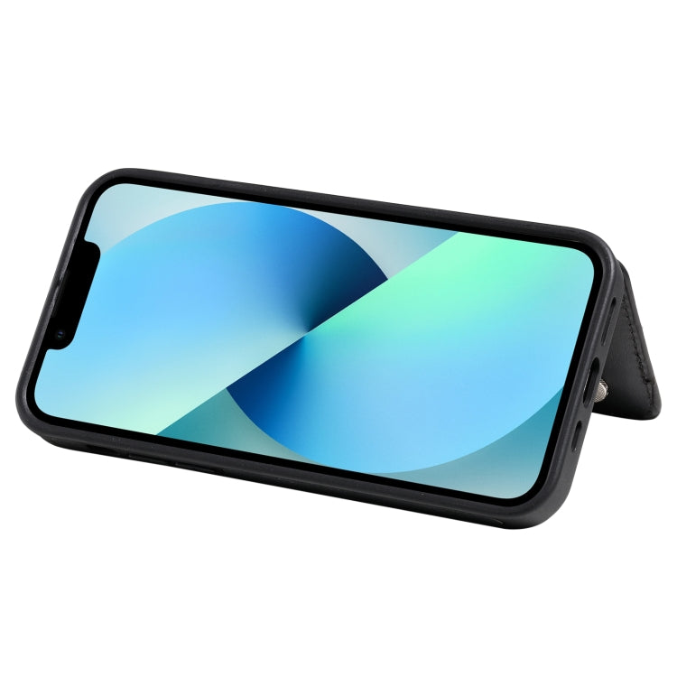 For iPhone 13 mini Solid Color Double Buckle Zipper Shockproof Phone Case