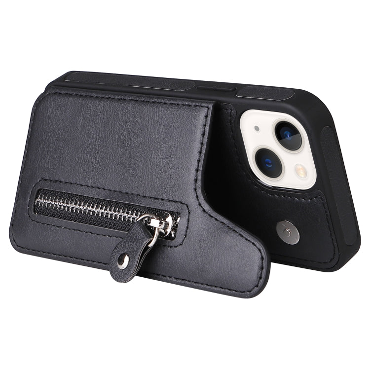 For iPhone 13 mini Solid Color Double Buckle Zipper Shockproof Phone Case
