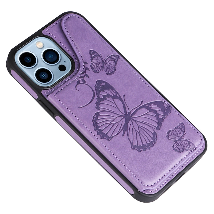 For iPhone 13 Pro Max Butterfly Embossing Pattern Shockproof Phone Case