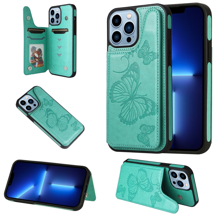 For iPhone 13 Pro Max Butterfly Embossing Pattern Shockproof Phone Case