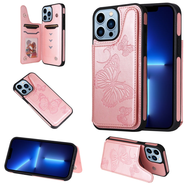 For iPhone 13 Pro Max Butterfly Embossing Pattern Shockproof Phone Case