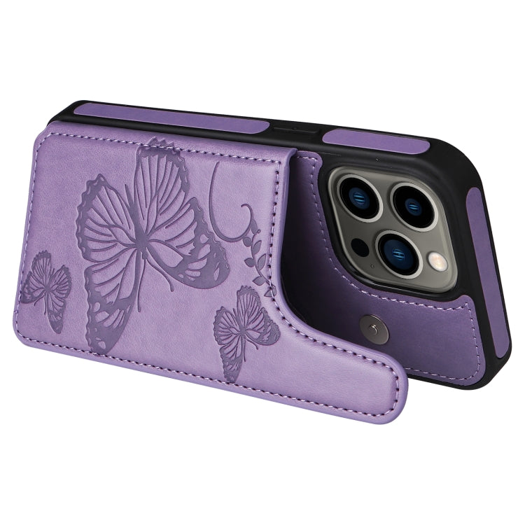 For iPhone 13 Pro Butterfly Embossing Pattern Shockproof Phone Case