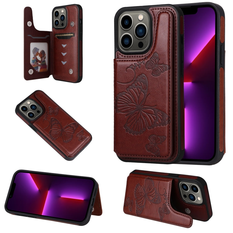 For iPhone 13 Pro Butterfly Embossing Pattern Shockproof Phone Case