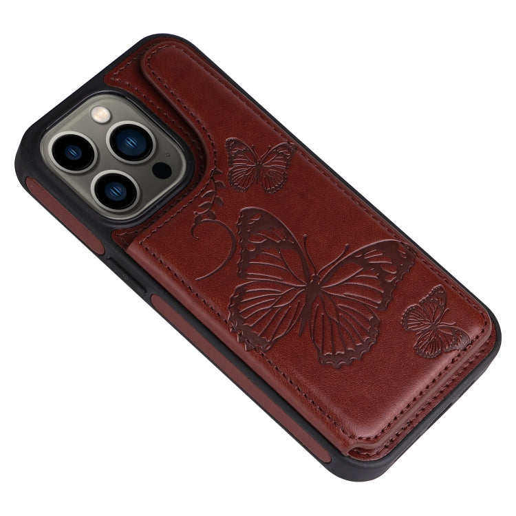 For iPhone 13 Pro Butterfly Embossing Pattern Shockproof Phone Case