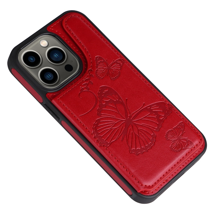 For iPhone 13 Pro Butterfly Embossing Pattern Shockproof Phone Case