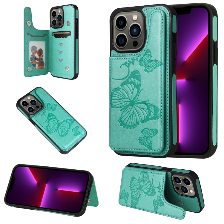 For iPhone 13 Pro Butterfly Embossing Pattern Shockproof Phone Case