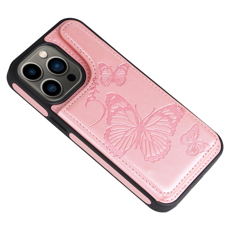 For iPhone 13 Pro Butterfly Embossing Pattern Shockproof Phone Case