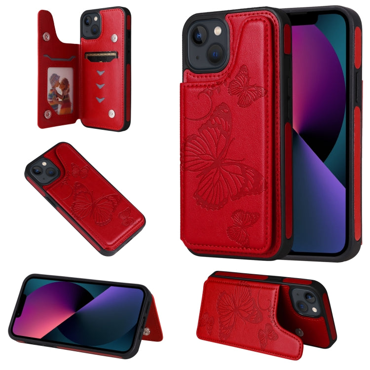 For iPhone 13 mini Butterfly Embossing Pattern Shockproof Phone Case
