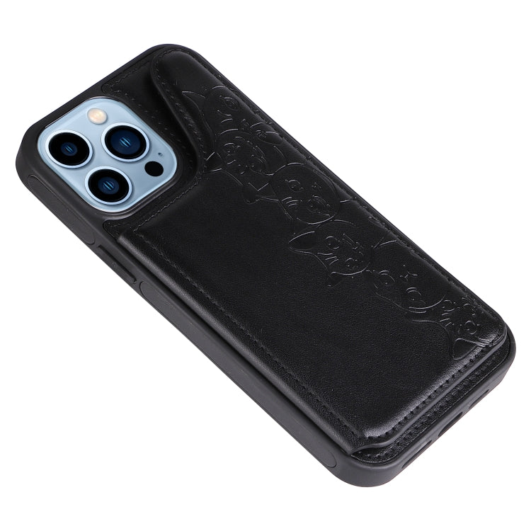 For iPhone 13 Pro Max Six Cats Embossing Pattern Shockproof Phone Case