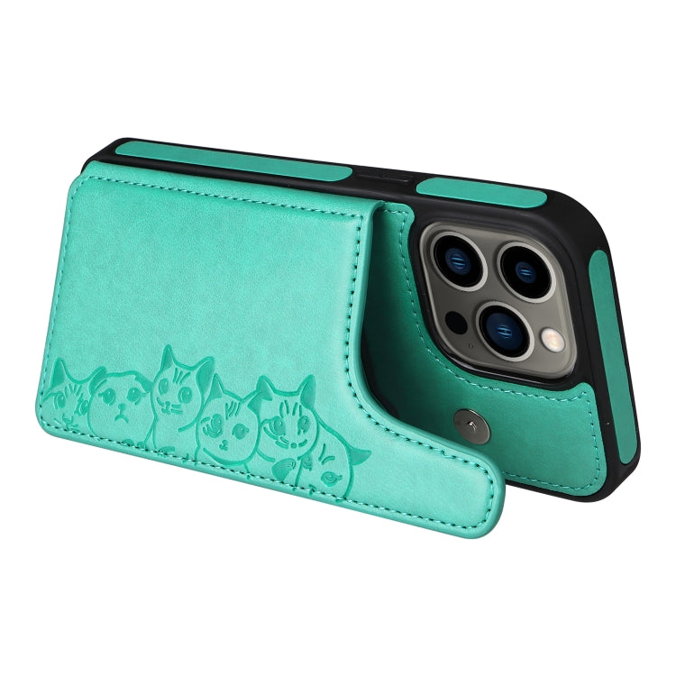 For iPhone 13 Pro Six Cats Embossing Pattern Shockproof Phone Case