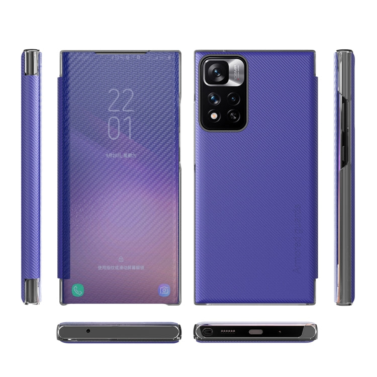 For Xiaomi Redmi Note 11 Pro 5G Carbon Fiber View Time Leather Phone Case
