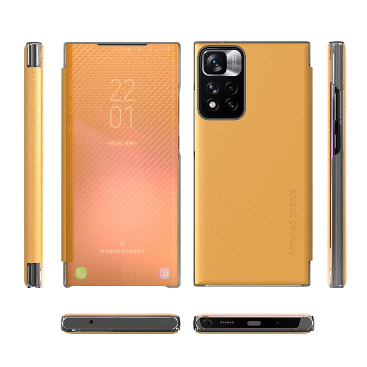 For Xiaomi Redmi Note 11 Pro 5G Carbon Fiber View Time Leather Phone Case