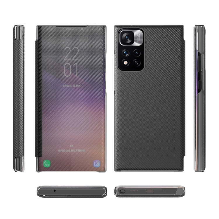 For Xiaomi Redmi Note 11 Pro 5G Carbon Fiber View Time Leather Phone Case