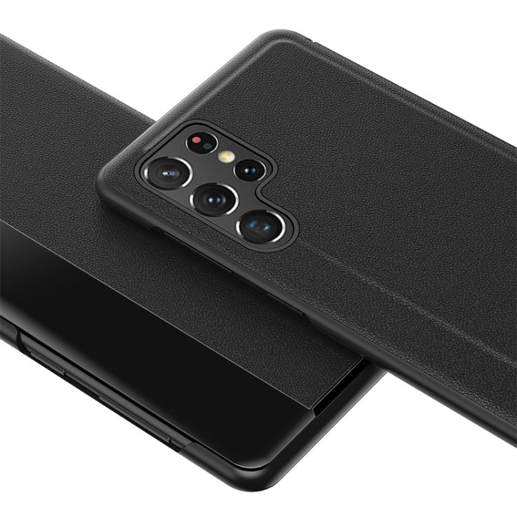 For Samsung Galaxy S22 Ultra 5G Window View Leather Phone Case