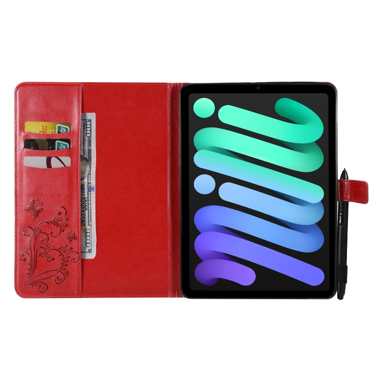 Pressed Printing Butterfly Pattern Horizontal Flip Leather Tablet Case For iPad mini 6