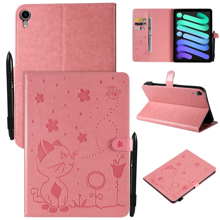 Cat Bee Embossing Pattern Horizontal Flip Leather Tablet Case For iPad mini 6