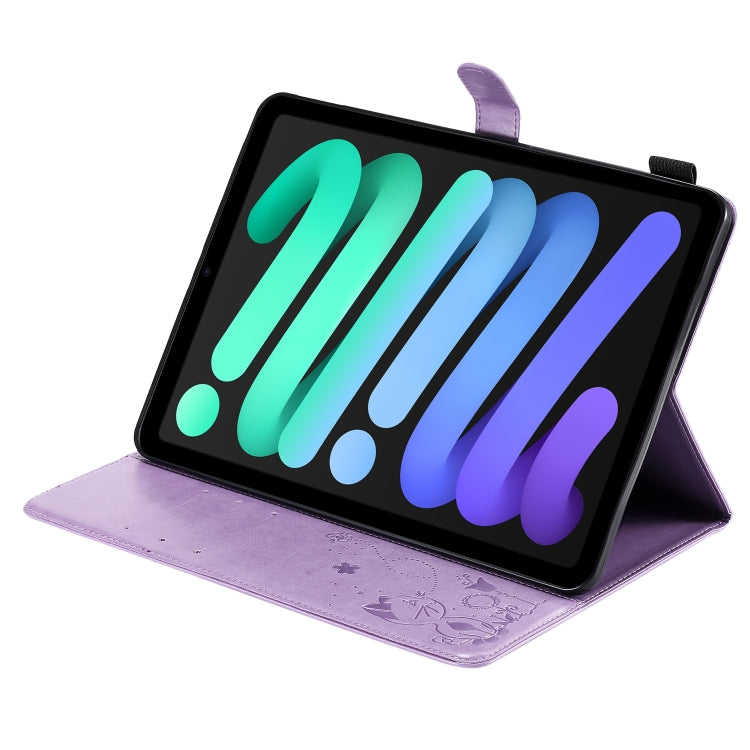 Cat Bee Embossing Pattern Horizontal Flip Leather Tablet Case For iPad mini 6