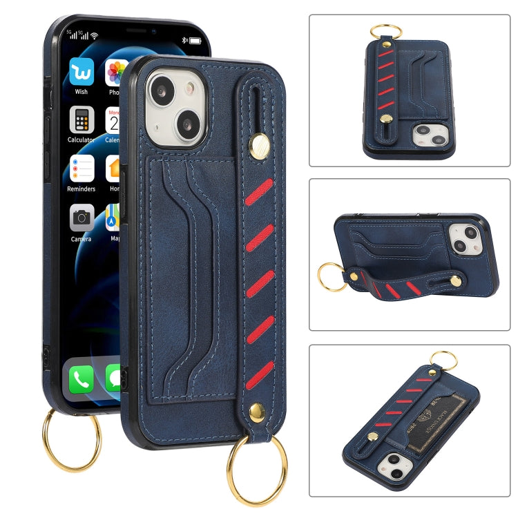 For iPhone 13 mini Wristband Wallet Leather Phone Case