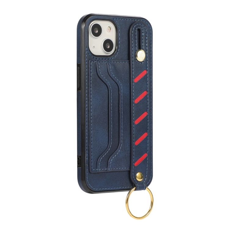 For iPhone 13 mini Wristband Wallet Leather Phone Case