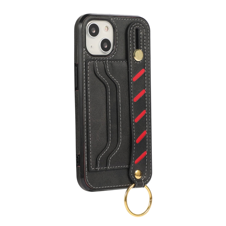 For iPhone 13 mini Wristband Wallet Leather Phone Case