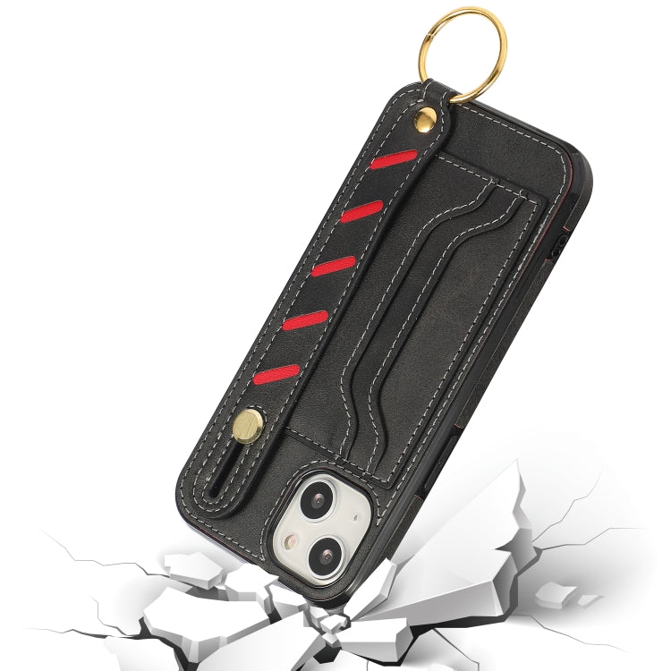 For iPhone 13 mini Wristband Wallet Leather Phone Case