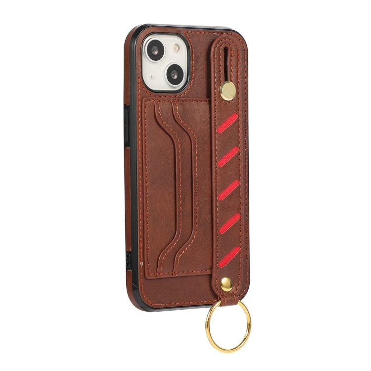 For iPhone 13 mini Wristband Wallet Leather Phone Case