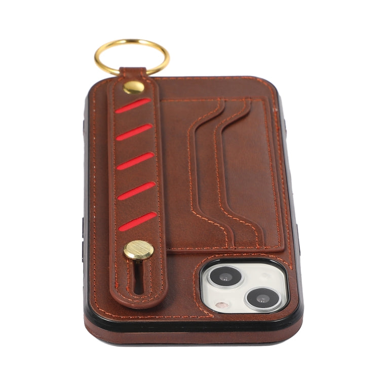 For iPhone 13 mini Wristband Wallet Leather Phone Case