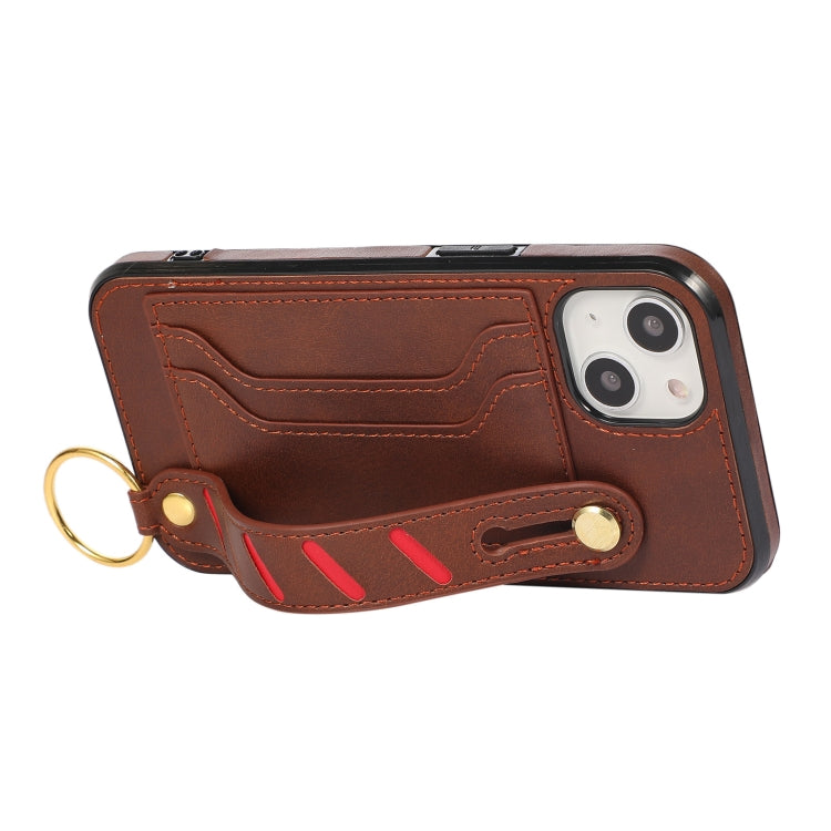 For iPhone 13 mini Wristband Wallet Leather Phone Case