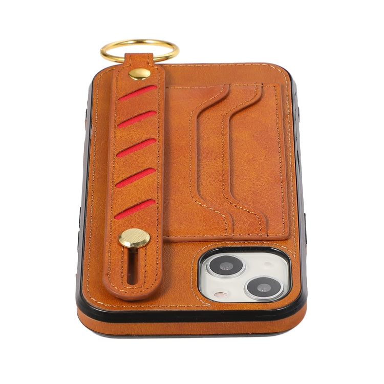 For iPhone 13 mini Wristband Wallet Leather Phone Case
