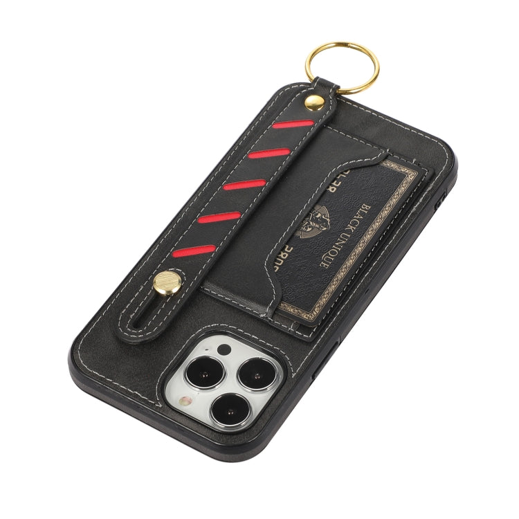 For iPhone 13 Pro Wristband Wallet Leather Phone Case