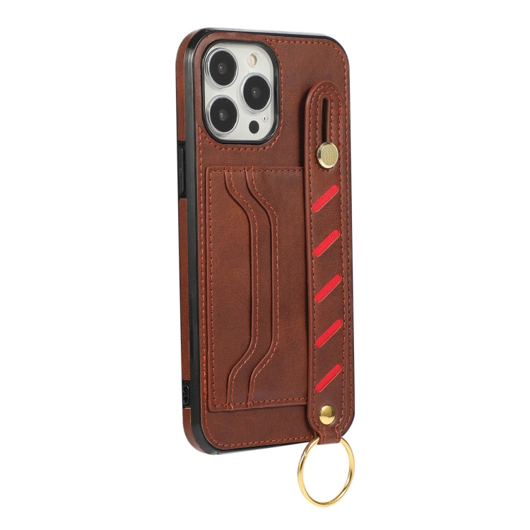 For iPhone 13 Pro Wristband Wallet Leather Phone Case
