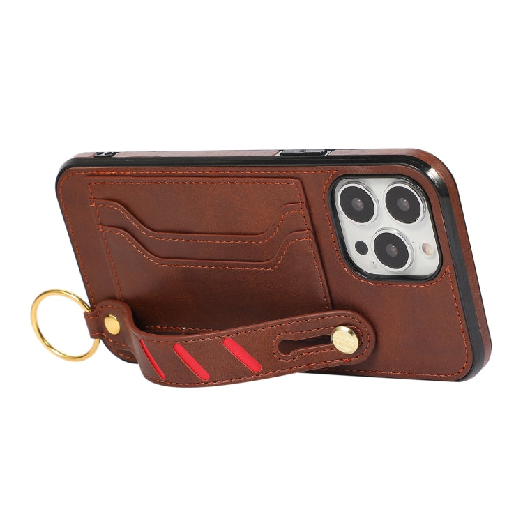 For iPhone 13 Pro Wristband Wallet Leather Phone Case