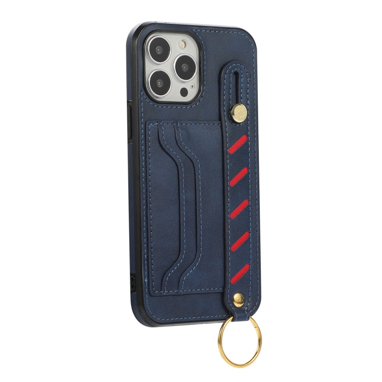For iPhone 13 Pro Max Wristband Wallet Leather Phone Case