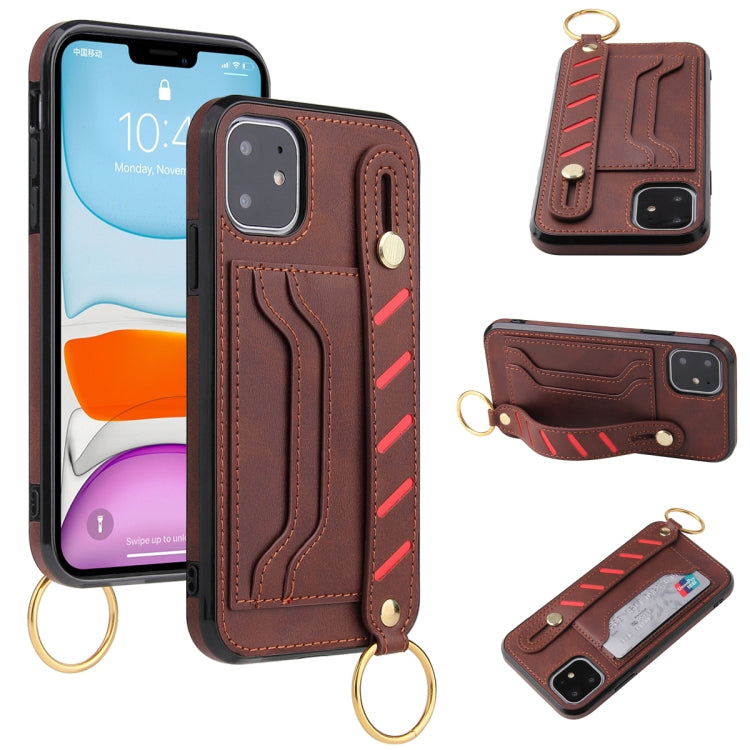 For iPhone 12 Pro Max Wristband Wallet Leather Phone Case