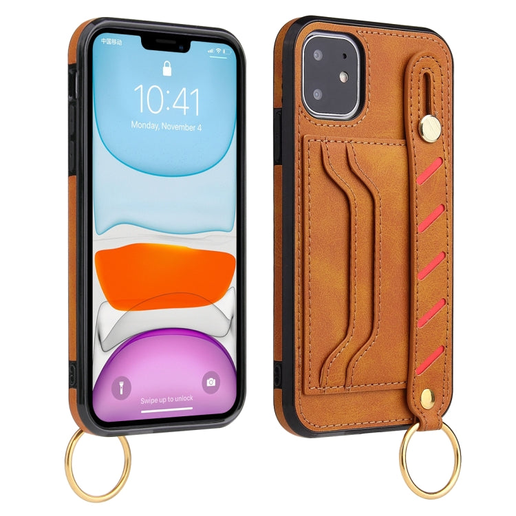 For iPhone 12 Pro Max Wristband Wallet Leather Phone Case