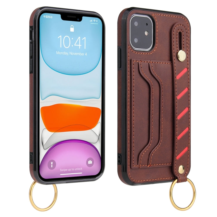 For iPhone 11 Pro Max Wristband Wallet Leather Phone Case
