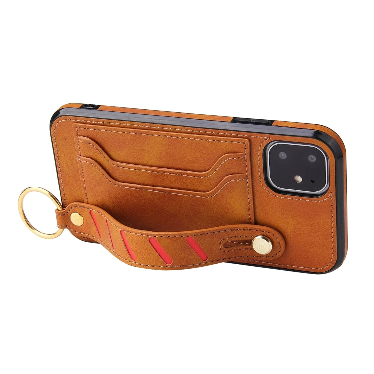 For iPhone 11 Pro Max Wristband Wallet Leather Phone Case